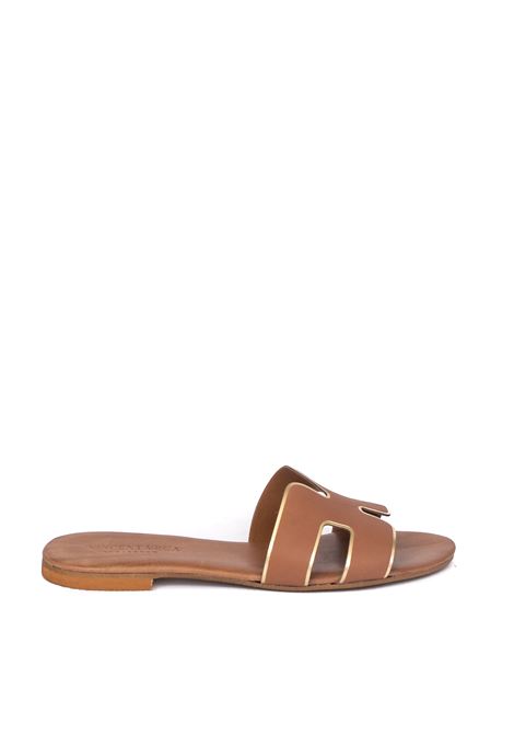 Tan leather sandal VINCENT VEGA | P106 HDLVIT-CUOIO